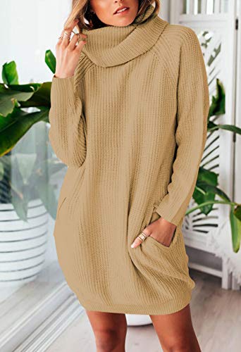 Viottiset Damen Oversize Pulloverkleid mit Rollkragen - 2