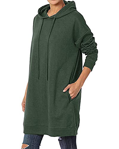 Kidsform Damen Kapuzen-Pulloverkleid Grün - 2