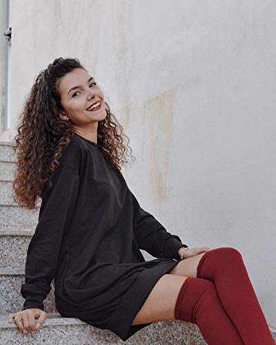 Auxo Damen Pulloverkleid, Schwarz - 2