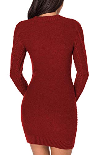 Viottiset Damen Winter Pulloverkleid, Rubinrot - 2