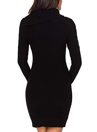 Itsmode Damen Pullover-Winterkleid, Schwarz - 3