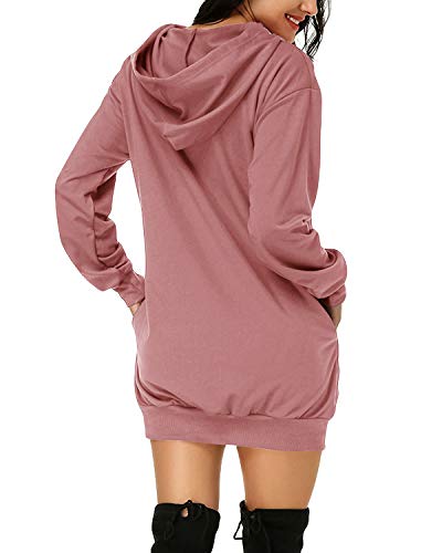 Auxo Damen Hoodie-Kleid, Rosa - 2