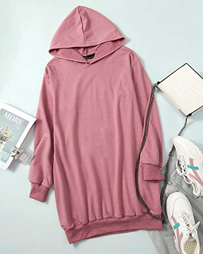 Auxo Damen Hoodie-Kleid, Rosa - 6