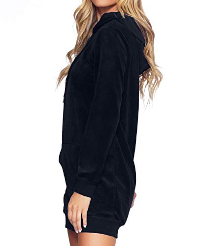 YOINS Hoodie-Pulloverkleid Dunkelblau - 4